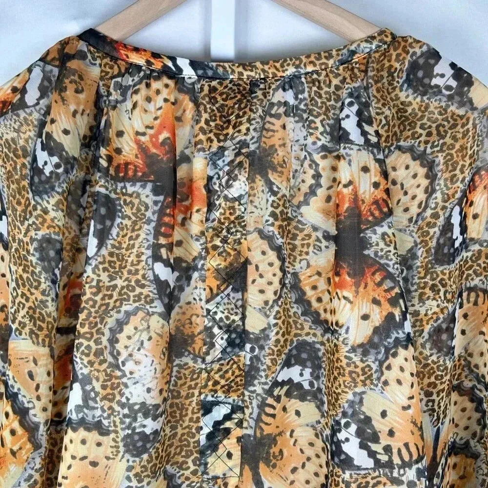 Grace Elements Monarch Butterfly Blouse Size XL C… - image 9
